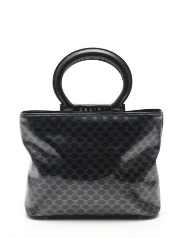 セリーヌ Celine マカダム ハンドバッグ ビニール レザー 黒 グレー 2way ハイブランド ブランド専門の中古通販サイト 489262
