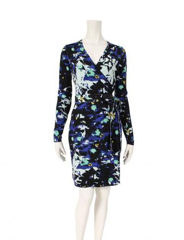 ダイアンフォンファステンバーグ Diane Von Furstenberg Dvf Leandra ラップワンピース ウール ナイロン 黒 マルチカラー ハイブランド ブランド専門の中古通販サイト