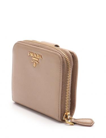プラダ(PRADA)|二つ折り財布|サフィアーノレザー|ベージュ|ハイブランド・ブランド専門の中古通販サイト(490697)