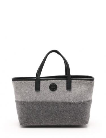 トリーバーチ(TORY BURCH)ASHLEY|SHOPPER|トートバッグ|ウール|レザー|グレー|黒|2WAY|ハイブランド・ブランド専門の中古通販サイト(490078)
