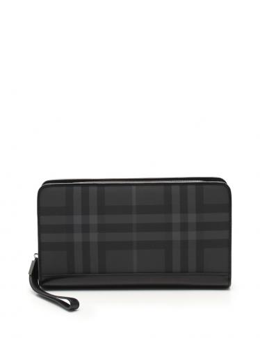 バーバリー Burberry セカンドバッグ クラッチバッグ チェック柄 Pvc レザー 黒 グレー ハイブランド ブランド専門の中古通販サイト