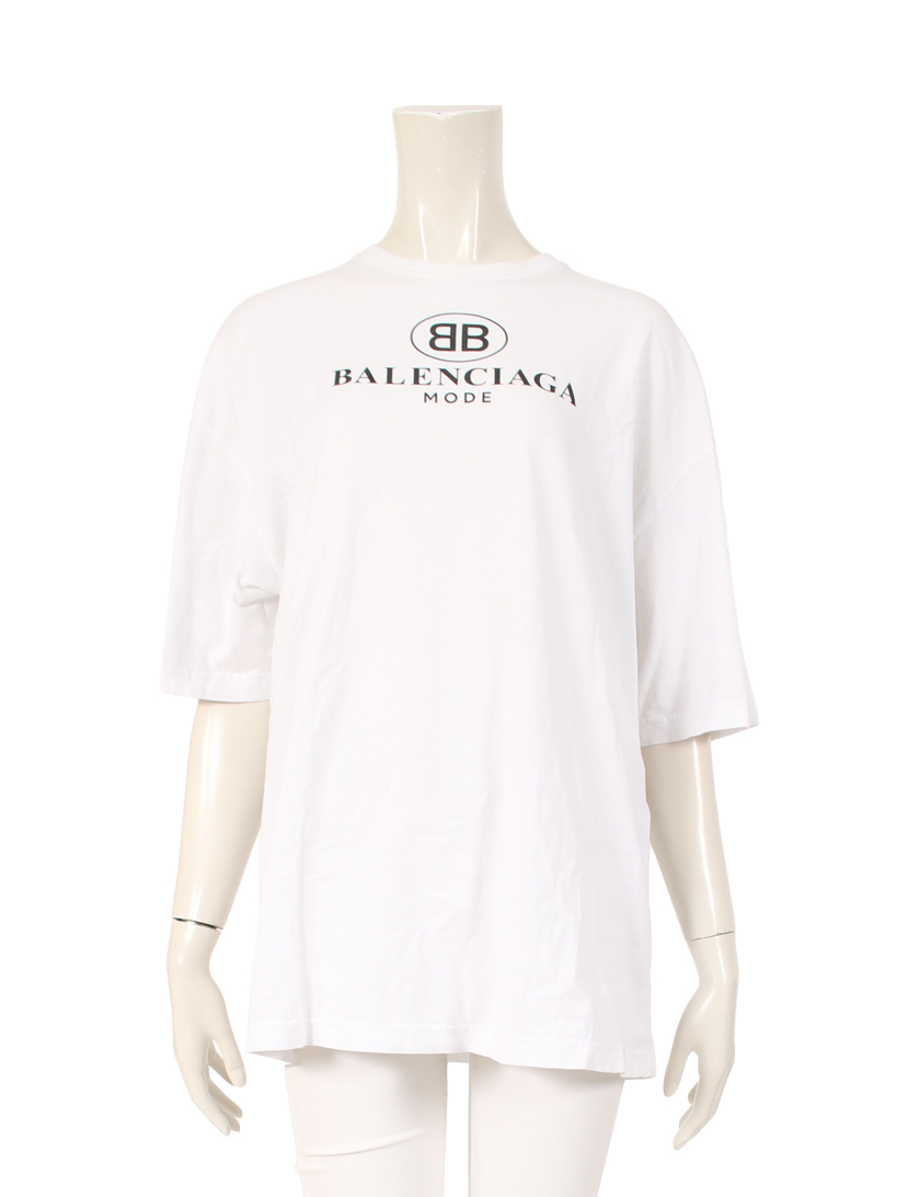 BALENCIAGA・トップス・BBロゴ Tシャツ コットン 白 2019SS