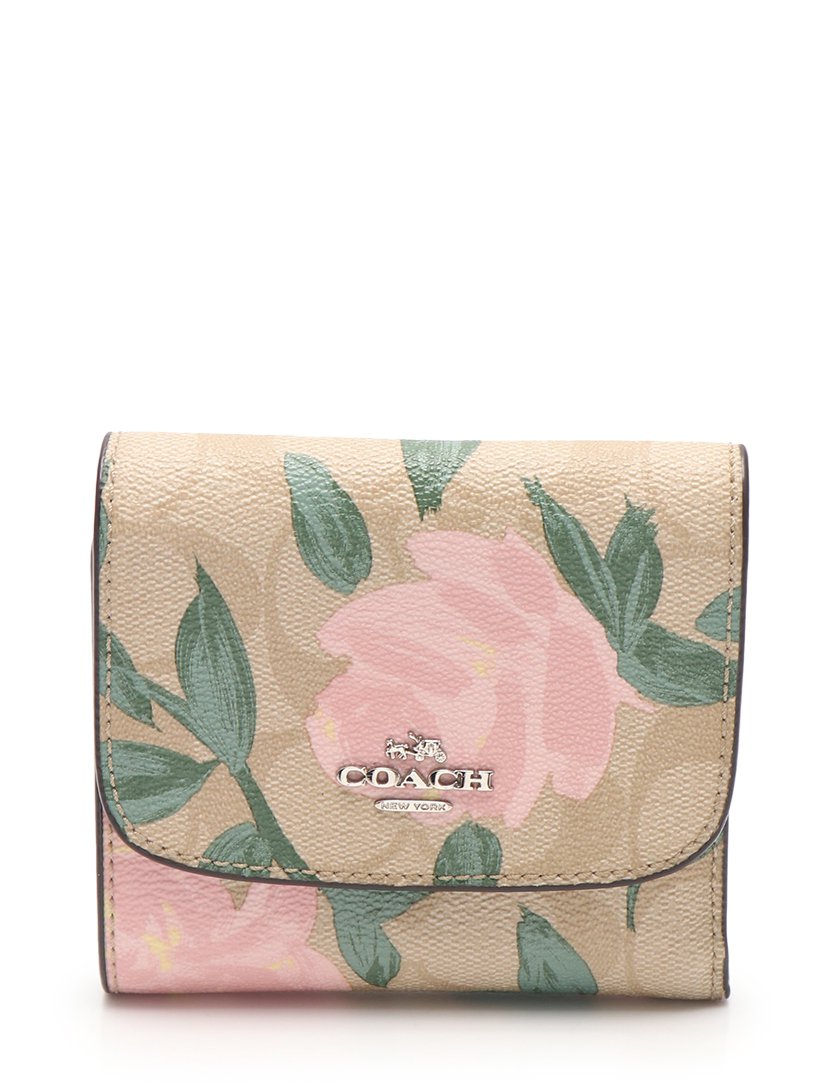 コーチ Coach シグネチャー 三つ折り財布 花柄 Pvc ベージュ ピンク 緑 ハイブランド ブランド専門の中古通販サイト