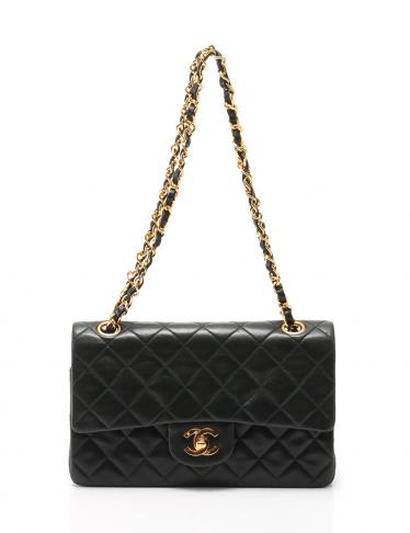 CHANEL・バッグ・マトラッセ チェーンショルダーバッグ　ラムスキン 黒×ゴールド ダブルフラップ