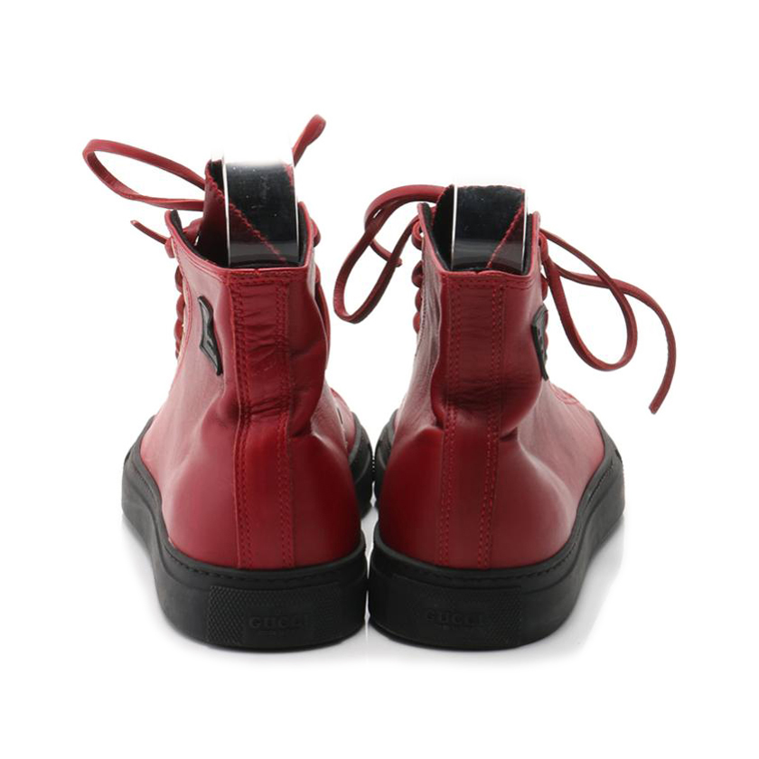 グッチ Gucci スニーカー ハイカット レザー 赤 黒 ハイブランド ブランド専門の中古通販サイト