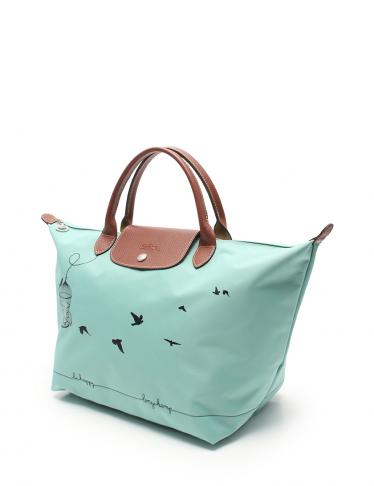 ロンシャン(LONGCHAMP)プリアージュ|カジュオゾワゾ|ラグーン|トートバッグ|鳥籠|ハート|ナイロン|レザー|スパンコール|ブルーグリーン|ハイブランド・ブランド専門の中古通販サイト(516066)