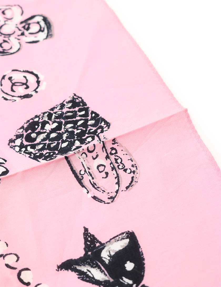 シャネル Chanel ハンカチ コットン ピンク 黒 白 ハイブランド ブランド専門の中古通販サイト