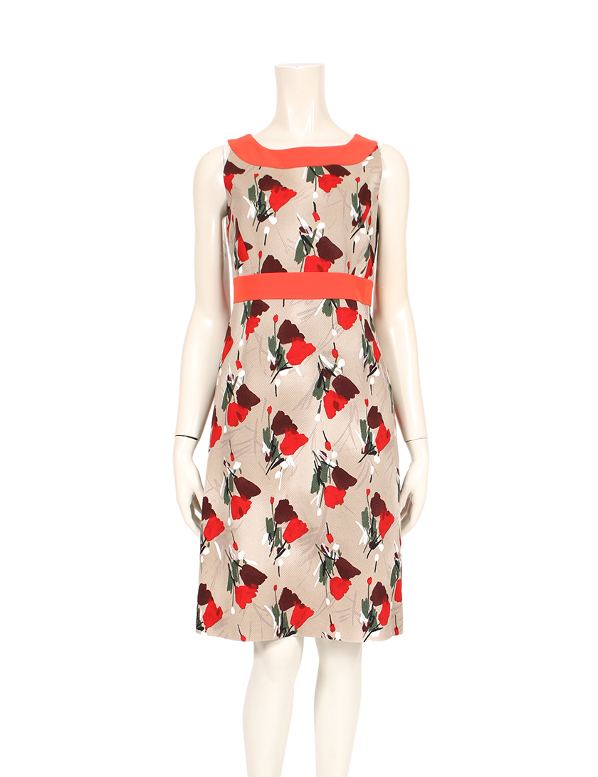 マックスマーラステュディオ Max Mara Studio ノースリーブワンピース 花柄 グレーベージュ 赤 マルチカラー ハイブランド ブランド専門の中古通販サイト