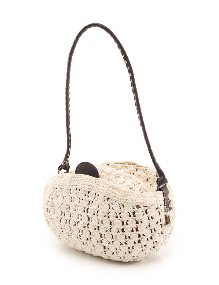 エバゴス Ebagos Soap かごバッグ レース コットン ラタン アイボリー ナチュラル ダークブラウン ハイブランド ブランド専門の中古通販サイト