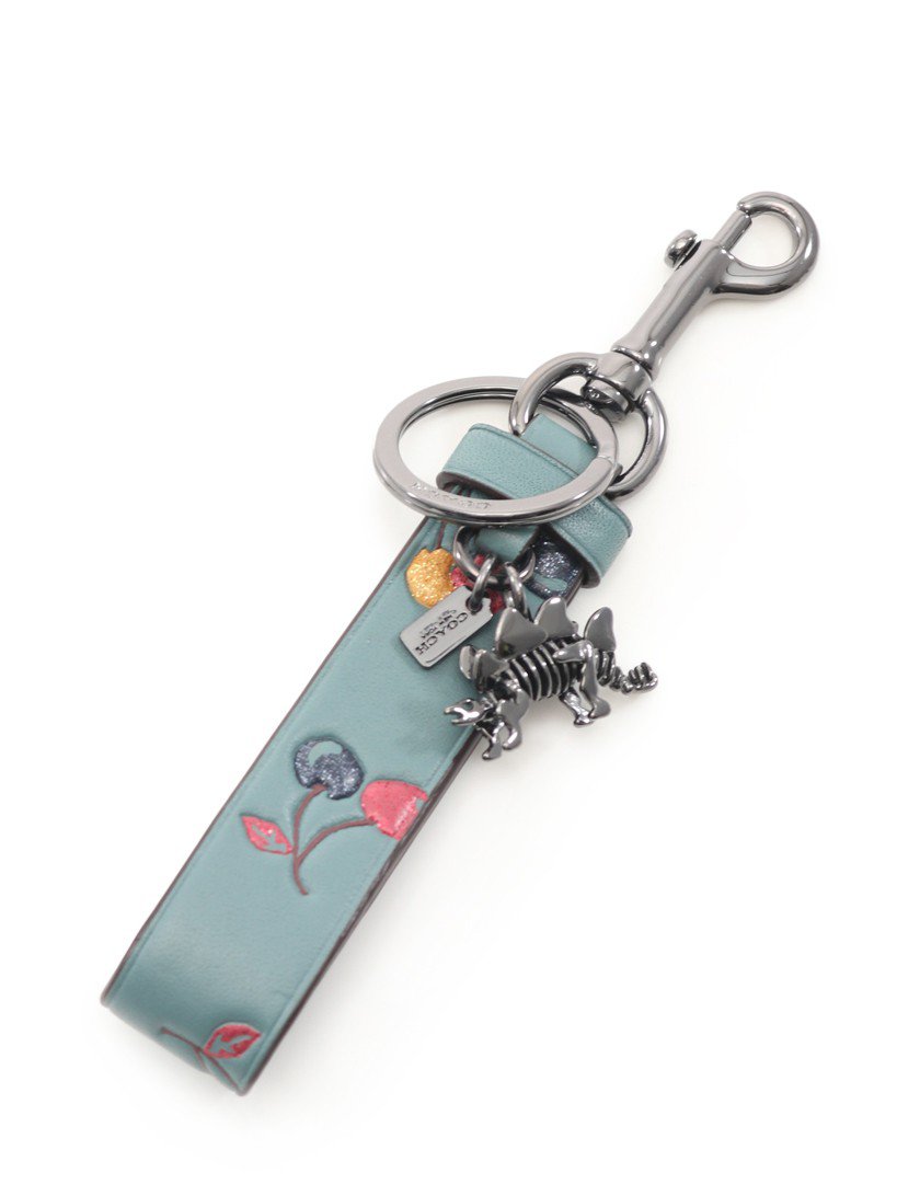 コーチ Coach キーリング キーホルダー レザー 水色 マルチカラー 恐竜 チェリー ハイブランド ブランド専門の中古通販サイト