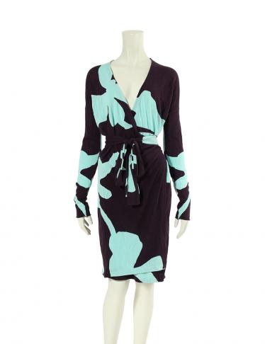 ダイアンフォンファステンバーグ Diane Von Furstenberg Kinaya 長袖ラップワンピース ミントグリーン ネイビー ハイブランド ブランド専門の中古通販サイト