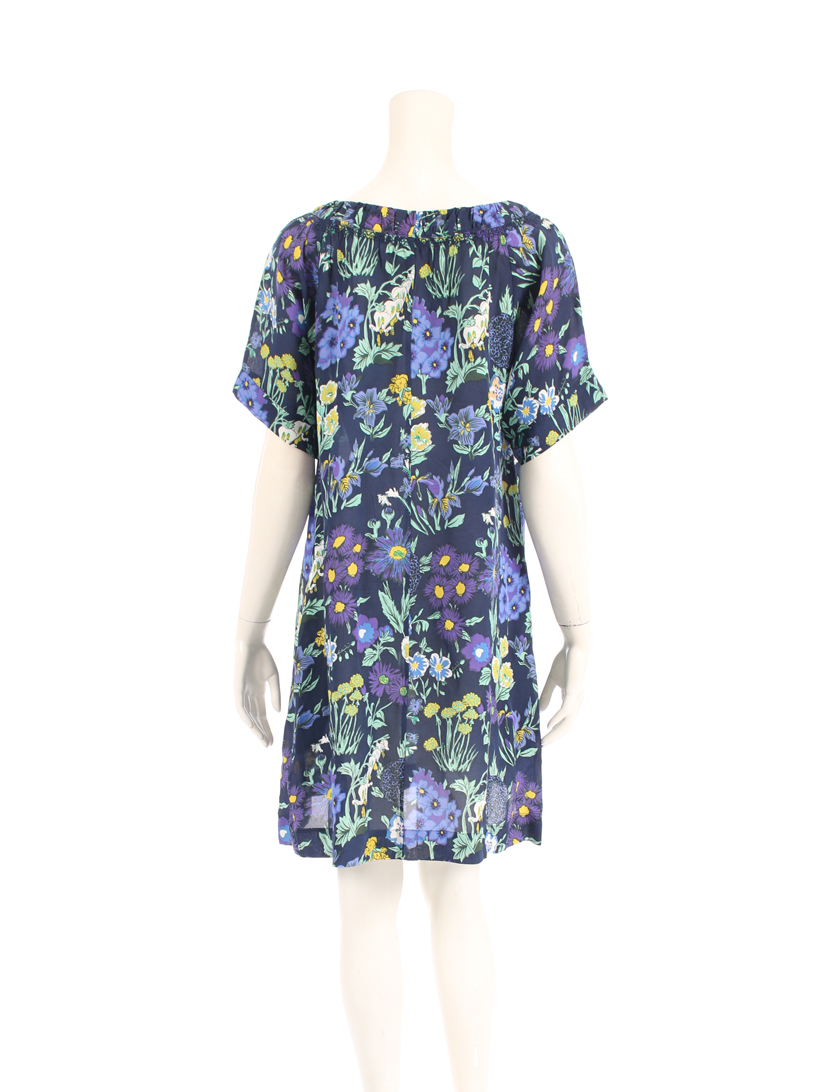 シーバイクロエ See By Chloe ワンピース 花柄 レーヨン シルク ネイビー 黄 青 黄緑 ハイブランド ブランド専門の中古通販サイト