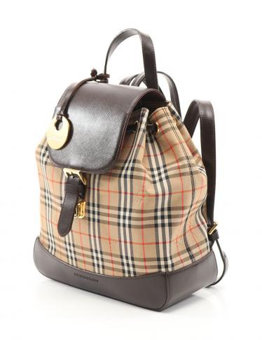 バーバリー(BURBERRY)|バックパック|リュック|チェック柄|キャンバス|レザー|ベージュ|黒|白|赤|ハイブランド・ブランド専門の中古通販サイト(528054)