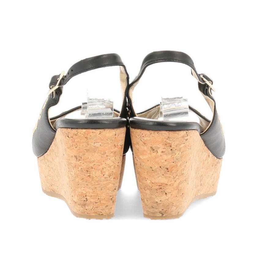 ジミーチュウ(JIMMY CHOO)|ウェッジソールサンダル|レザー|黒 ...