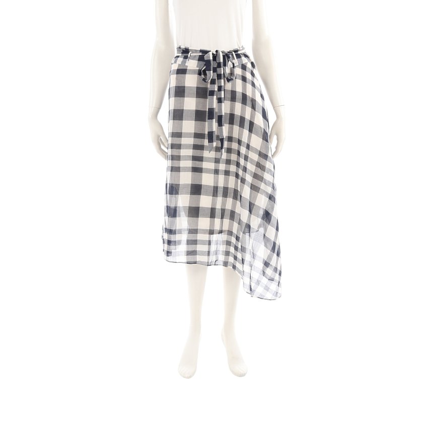セオリー Theory Cotton Plaid スカート チェック柄 黒 アイボリー グレー ハイブランド ブランド 専門の中古通販サイト