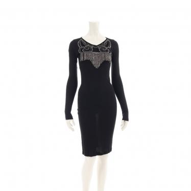 ジバンシィ Givenchy ワンピース モダール 黒 シルバー ビーズ ラインストーン ハイブランド ブランド専門の中古 通販サイト