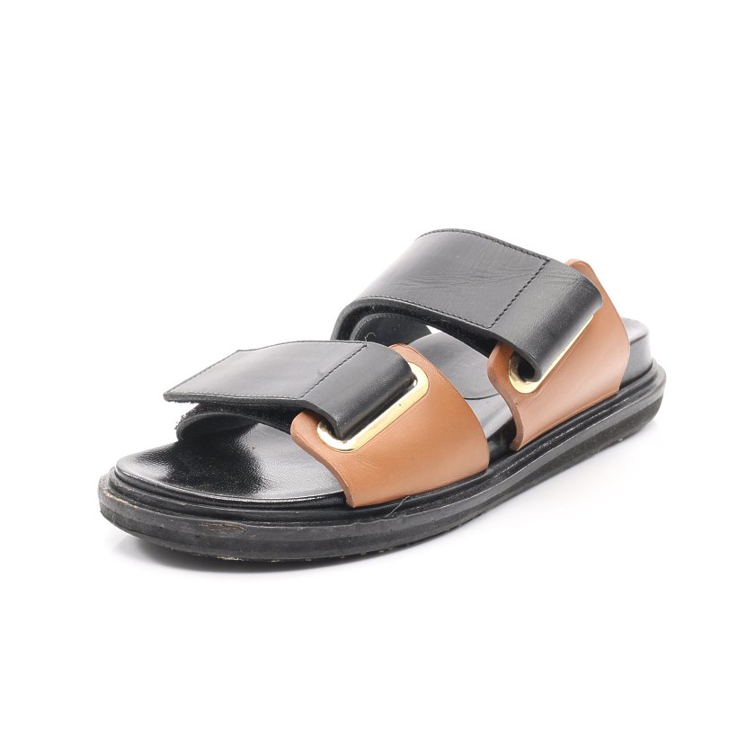 マルニ(MARNI)|ベルクロ|サンダル|レザー|黒|茶色|ハイブランド・ブランド専門の中古通販サイト(547411)
