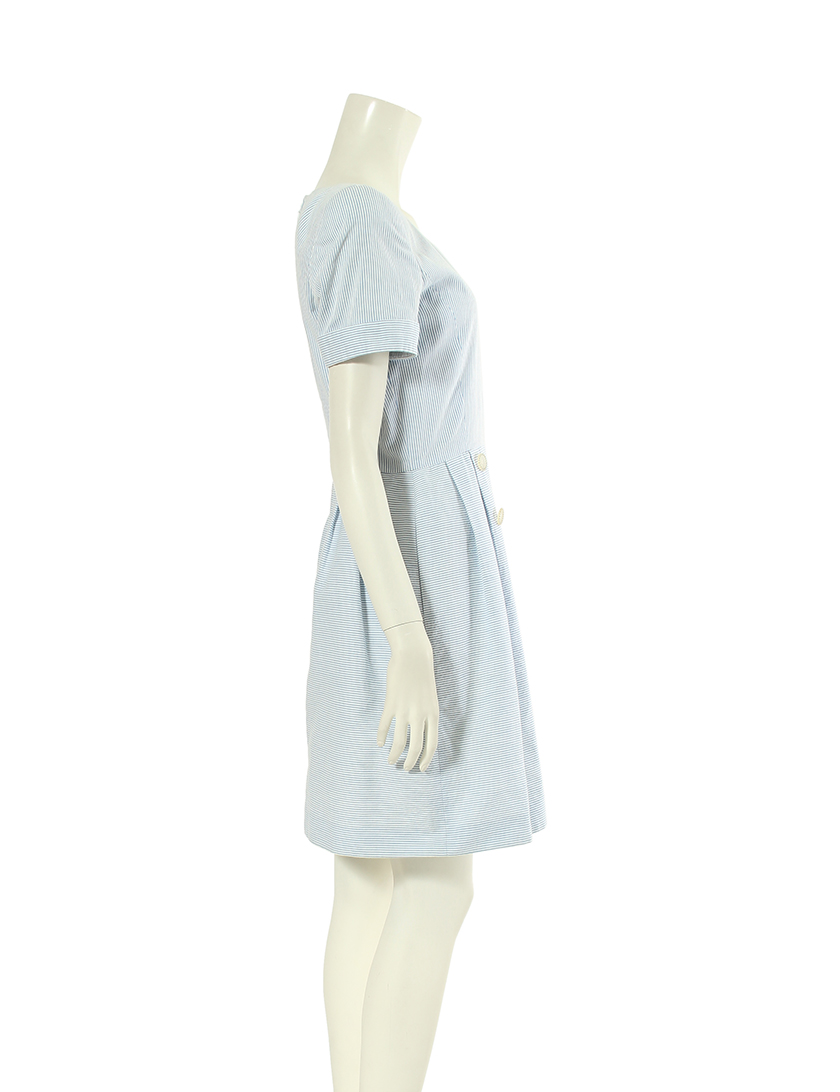 フォクシー Foxey 半袖ワンピース ストライプ 40 綿 青 白 ハイブランド ブランド専門の中古通販サイト 399