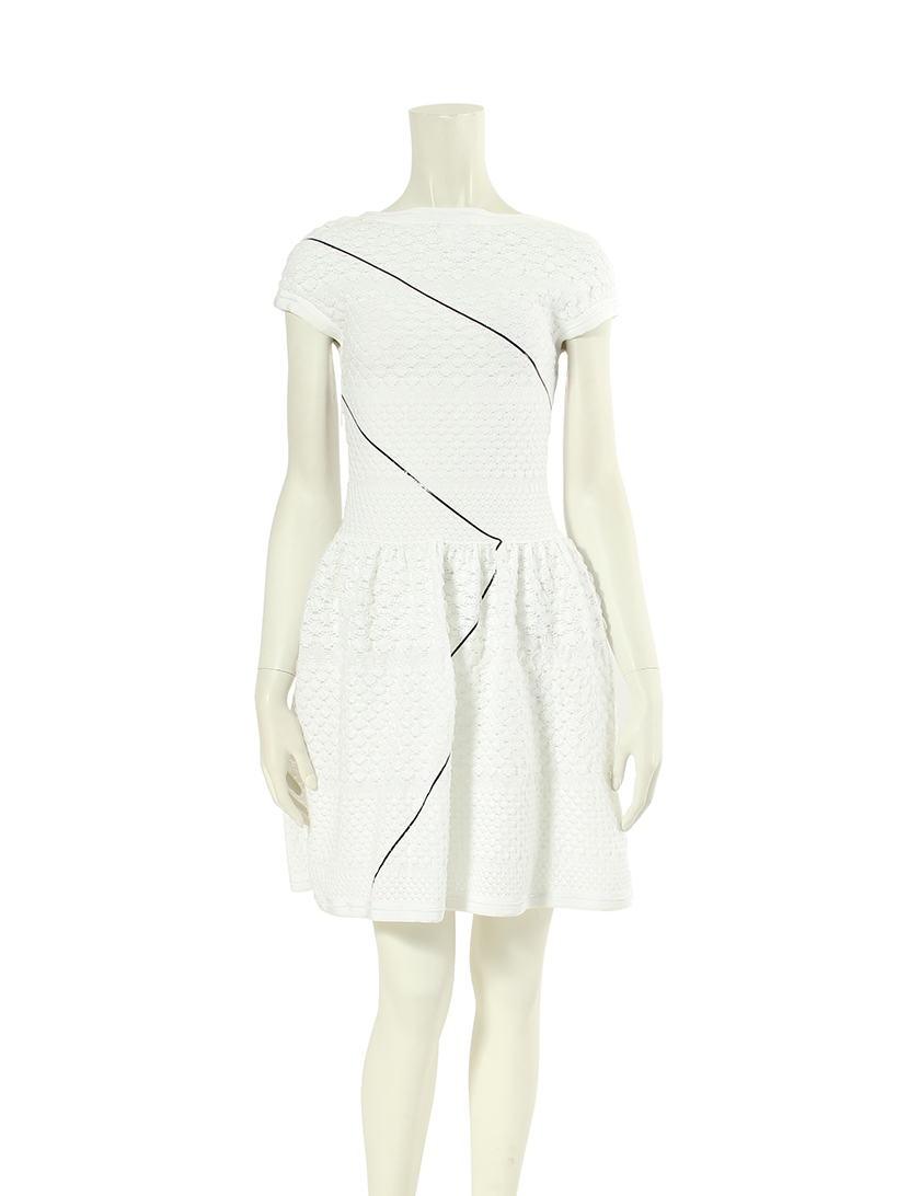 シャネル Chanel デザインワンピース ショートスリーブ メッシュ ひざ丈 白 ハイブランド ブランド専門の中古通販サイト 487