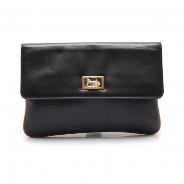 セリーヌ(CELINE)馬車金具|クラッチバッグ|レザー|黒|ベージュ ...