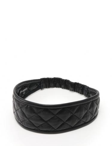 シャネル Chanel ヘアバンド マトラッセ ラムスキン 黒 ハイブランド ブランド専門の中古通販サイト 402