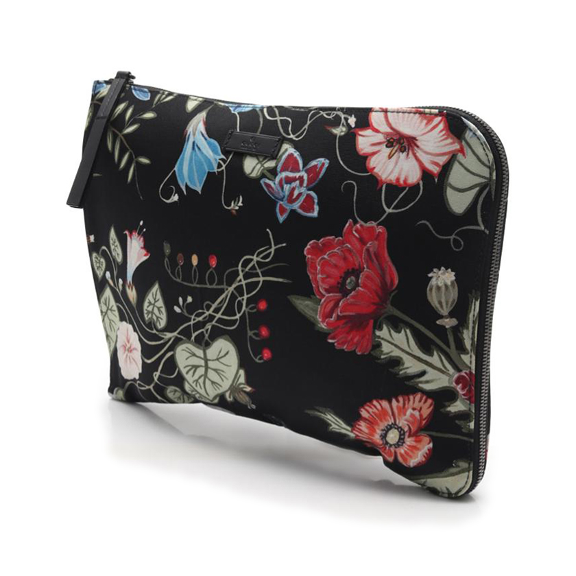 グッチ(GUCCI)|クラッチバッグ|花柄|キャンバス|レザー|黒|黄緑|水色|ハイブランド・ブランド専門の中古通販サイト(556582)