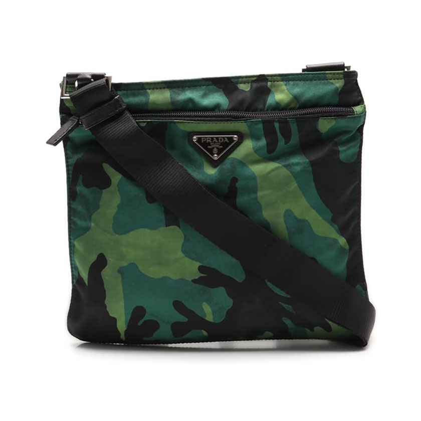 プラダ Prada ショルダーバッグ 迷彩柄 カモフラ柄 ナイロン レザー 緑 黒 ハイブランド ブランド専門の中古通販サイト 556650