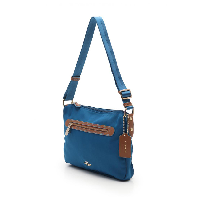コーチ Coach ショルダーバッグ キャンバス レザー 青 茶 ハイブランド ブランド専門の中古通販サイト 558613