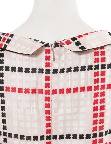 トッカ Tocca クローバー チェックプリント ワンピース 丸襟 赤 ベージュ ハイブランド ブランド専門の中古通販サイト