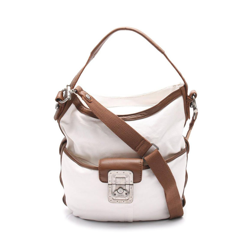 ディーゼル Diesel ショルダーバッグ キャンバス レザー 白 茶 ハイブランド ブランド専門の中古通販サイト