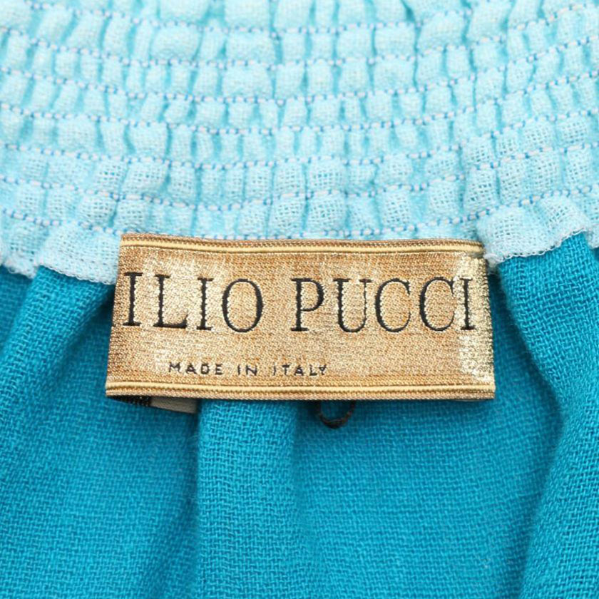 エミリオプッチ Emilio Pucci ワンピース 麻 水色 マルチカラー オフショルダー ハイブランド ブランド専門の中古通販サイト