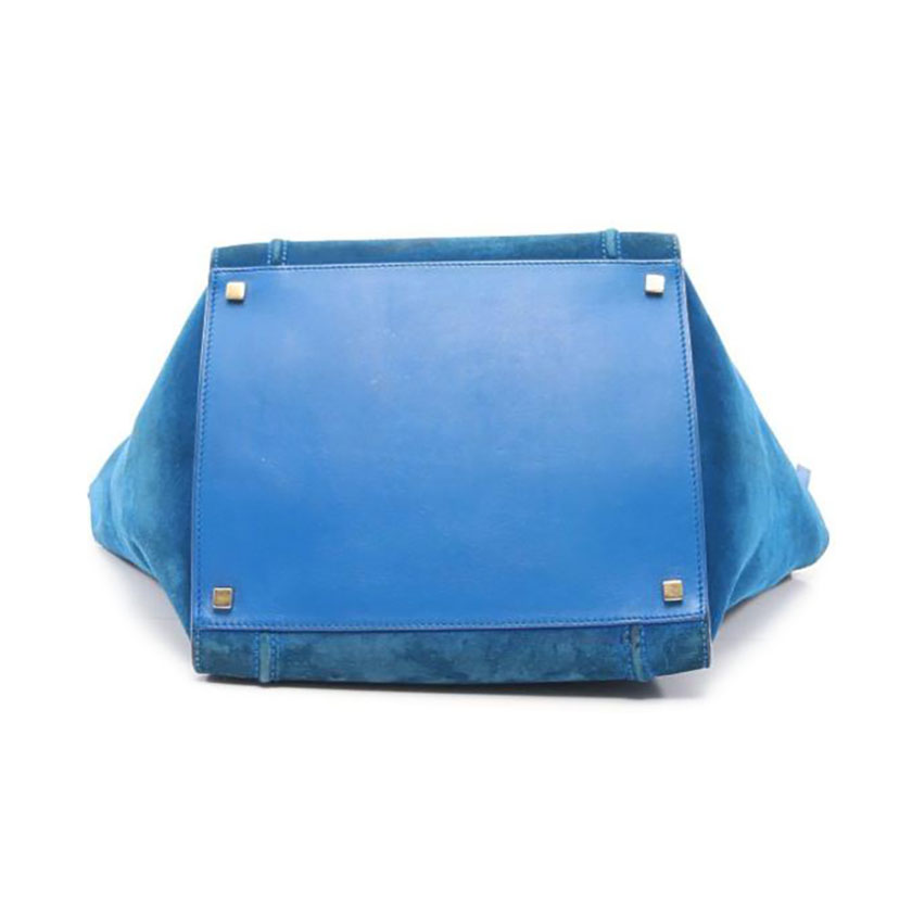 セリーヌ(CELINE)ラゲージファントム|トートバッグ|スエード|レザー|青|ハイブランド・ブランド専門の中古通販サイト(564582)