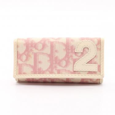クリスチャンディオール(Christian Dior)トロッター|4連キーケース|PVC|白|ピンク|ハイブランド・ブランド専門の中古通販サイト(564995) 【在庫あり/即出荷可】 ナンバー2 Dior Christian トロッター キーケース 4連 キーケース