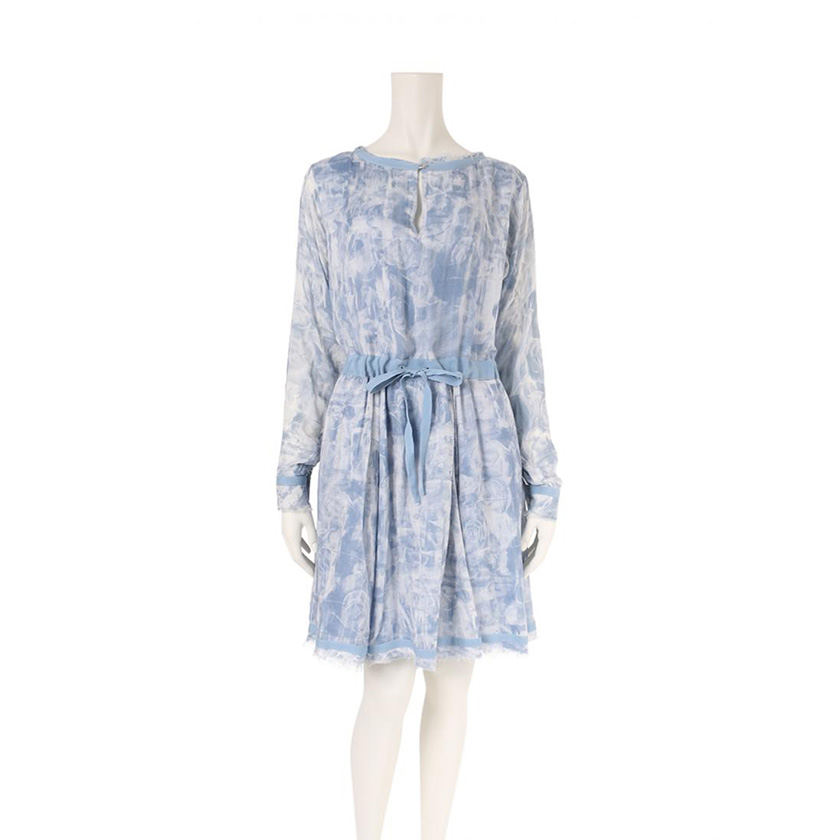 ディーゼル Diesel ワンピース 長袖 レーヨン ウール 青 白 リボン ハイブランド ブランド専門の中古通販サイト