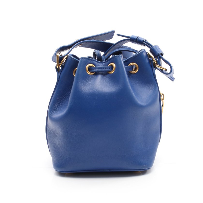サンローランパリ(SAINT LAURENT PARIS)エマニュエル|バケットバッグ|ショルダーバッグ|レザー|青|巾着|2WAY|ハイブランド・ブランド専門の中古通販サイト(569560)