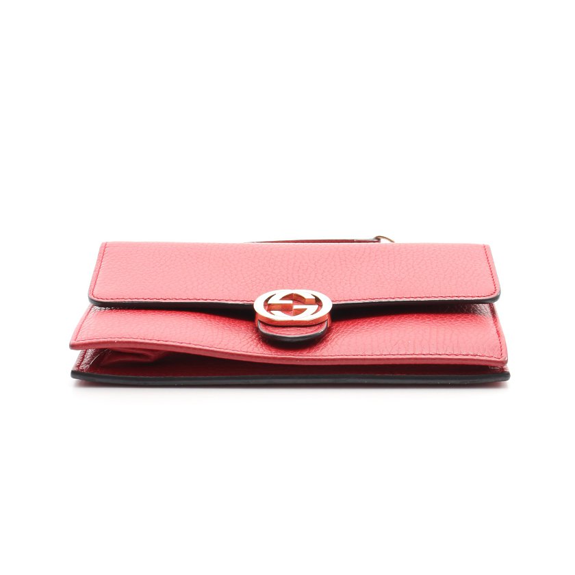 グッチ(GUCCI)インターロッキングG|チェーンウォレット|ショルダーウォレット|レザー|赤|クロスボディ|ハイブランド・ブランド専門の中古通販サイト(571849)