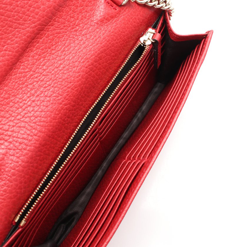 グッチ(GUCCI)インターロッキングG|チェーンウォレット|ショルダーウォレット|レザー|赤|クロスボディ|ハイブランド・ブランド専門の中古通販サイト(571849)