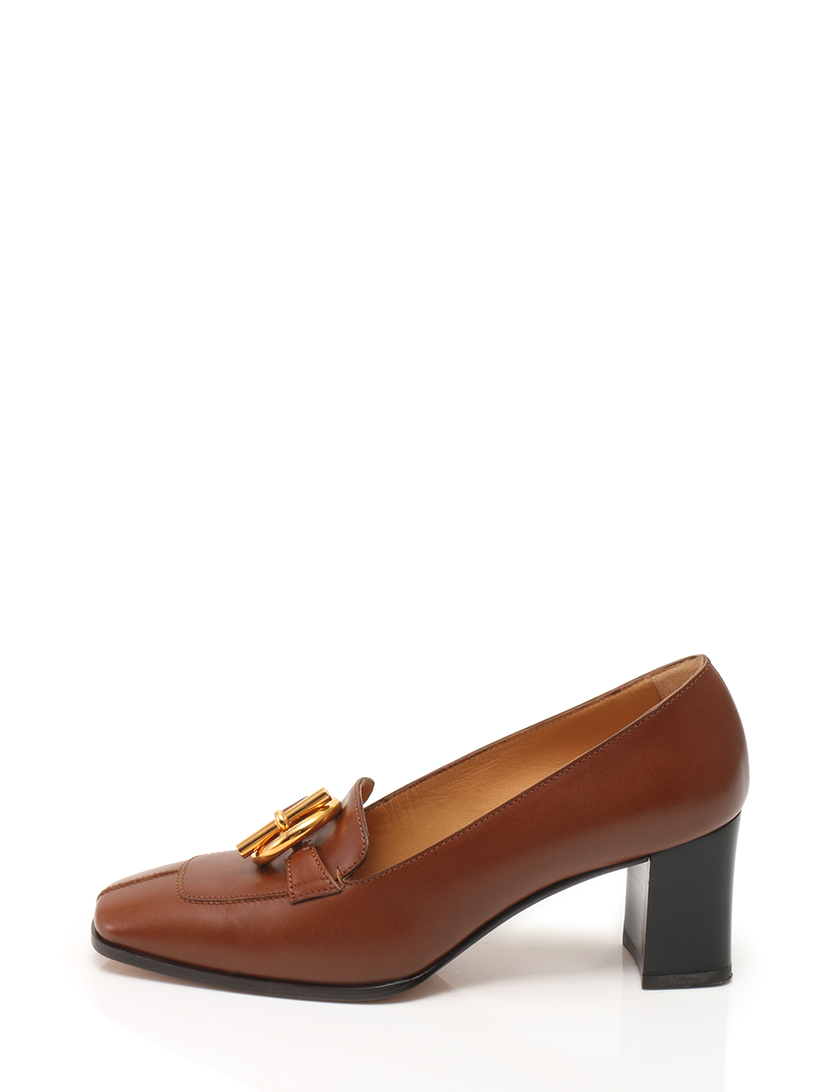 エルメス(HERMES)パンプス|レザー|ゴールド金具|茶|ハイブランド・ブランド専門の中古通販サイト(49086)