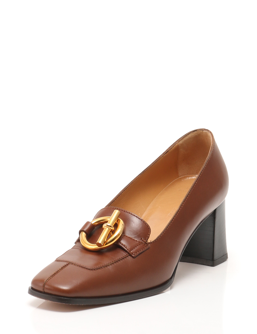 エルメス(HERMES)パンプス|レザー|ゴールド金具|茶|ハイブランド・ブランド専門の中古通販サイト(49086)