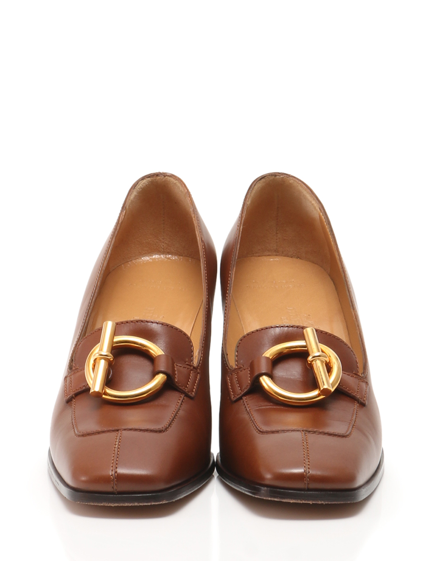 エルメス(HERMES)パンプス|レザー|ゴールド金具|茶|ハイブランド・ブランド専門の中古通販サイト(49086)