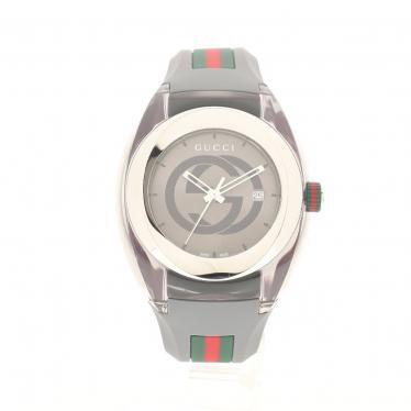 グッチ Gucci Sync シンク メンズ 腕時計 クォーツ Ss ラバー シルバー グレー 赤 緑 グレー文字盤 ハイブランド ブランド専門の中古通販サイト 5734