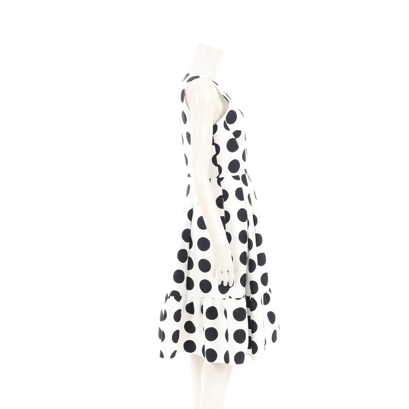 ケイトスペード Kate Spade Black Grid Dot Flounce Dress ワンピース ドレス ドット柄 白 黒 ハイブランド ブランド専門の中古通販サイト