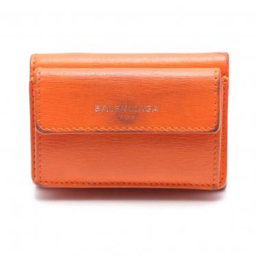 バレンシアガ Balenciaga ミニ ウォレット 三つ折り財布 レザー オレンジ ハイブランド ブランド専門の中古通販サイト