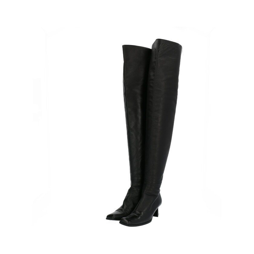 プラダ Prada ニーハイブーツ レザー 黒 ハイブランド ブランド専門の中古通販サイト