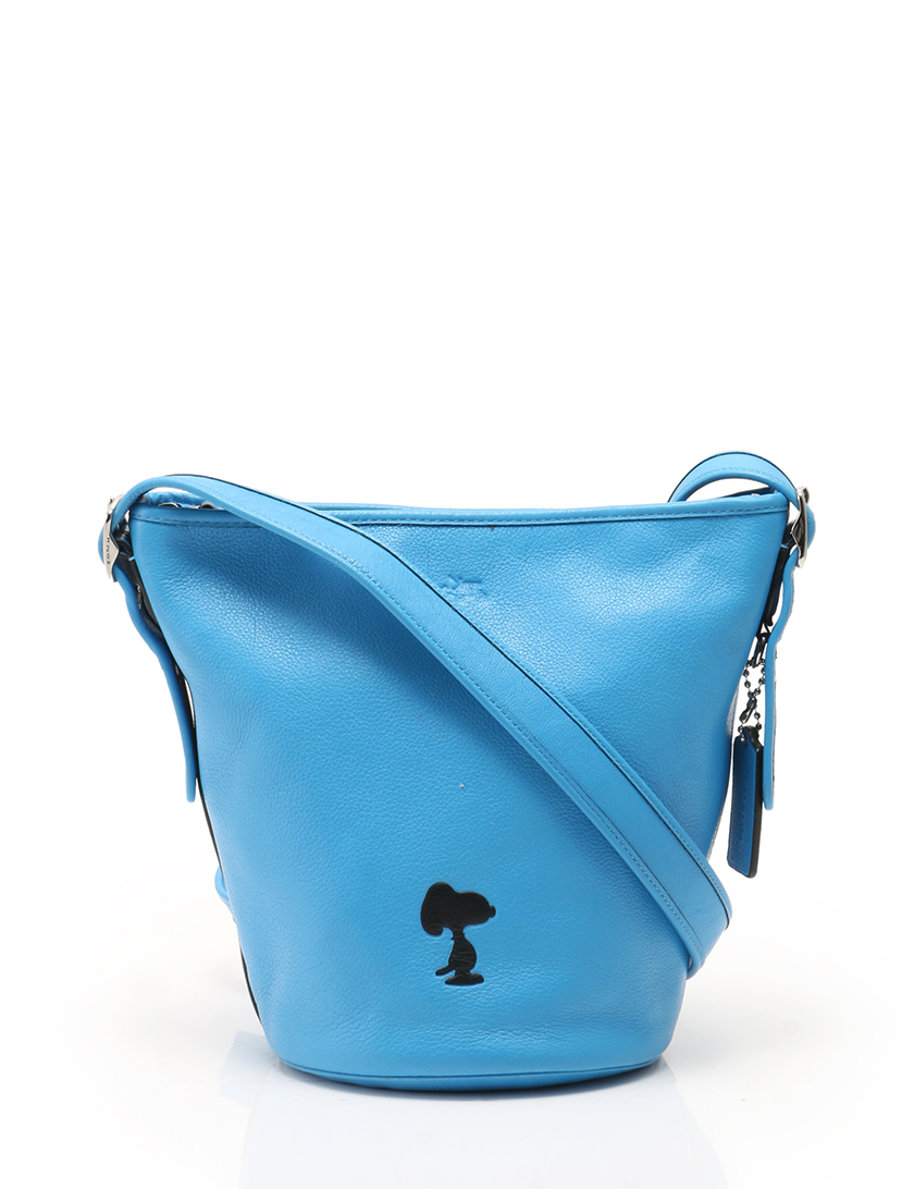 コーチ Coach コーチ スヌーピー ブリーカーミニダッフルグラブ ショルダーバッグ カーフレザー 青 ハイブランド ブランド専門の中古通販サイト