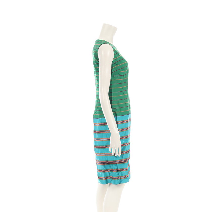 ドリスヴァンノッテン Dries Van Noten ノースリーブワンピース ボーダー 緑 エメラルドグリーン マルチカラー ハイブランド ブランド専門の中古通販サイト