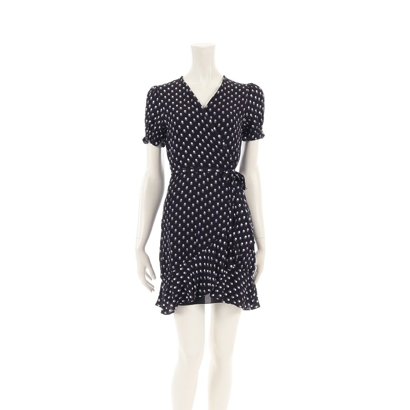 ダイアンフォンファステンバーグ Diane Von Furstenberg ラップドレス ワンピース ドット 黒 水色 ハイブランド ブランド専門の中古通販サイト