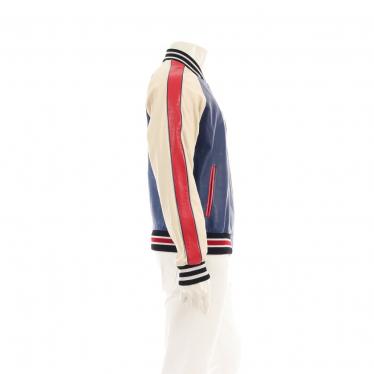 グッチ(GUCCI)プールパッチ|レザーボンバージャケット|ブルゾン|ラムスキンレザー|青|アイボリー|赤|マルチカラー|18AW|ハイブランド・ブランド専門の中古通販サイト(585791) 正規店または公式サイト GUCCI 天然レザー リバーシブルタイプ ブルゾン レザージャケット