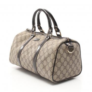 グッチ(GUCCI)GGスプリーム|ハンドバッグ|ミニボストン|PVC|レザー|ベージュ|ダークブラウン|ハイブランド・ブランド専門の中古通販サイト(589545)