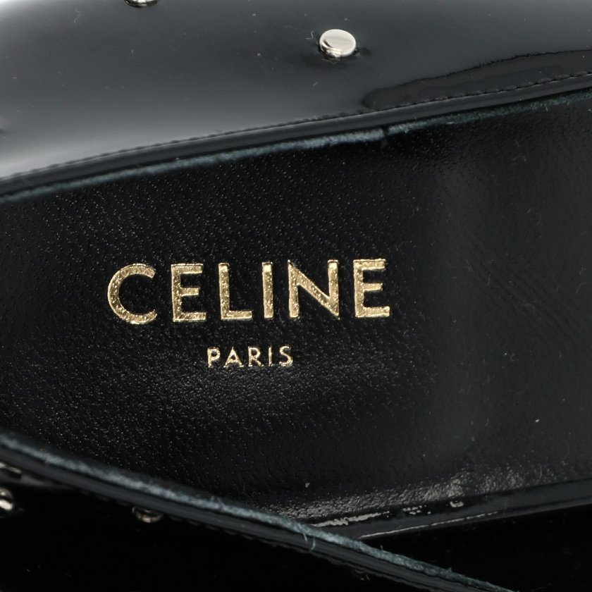 セリーヌ(CELINE)|パンプス|エナメルレザー|黒|ポインテッドトゥ|スタッズ|ハイブランド・ブランド専門の中古通販サイト(589354)